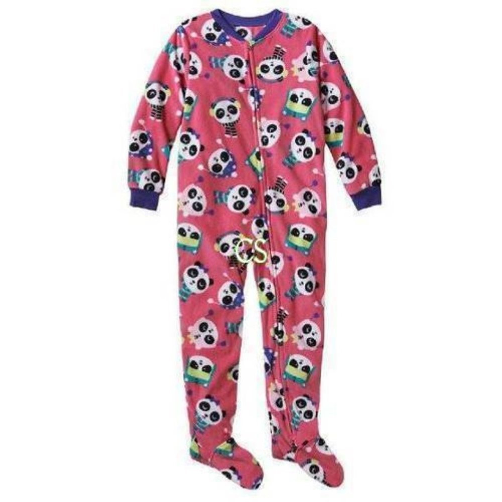 Girls Panda 1 Pc Pajamas 4 Pink Zip Up Fleece Footed Long Sleeve Winter